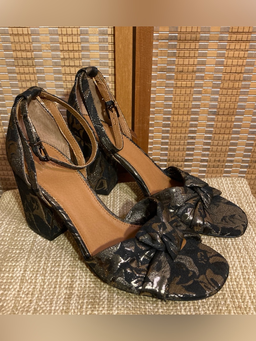 Franco Sarto | Women’s Black Edana Knotted Block Heel Sandals/Shoes - Size 7.5